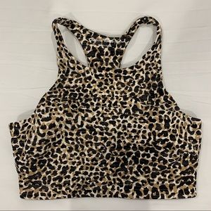Outdoor Voices Leopard Print Tech Sweat Crop Bra